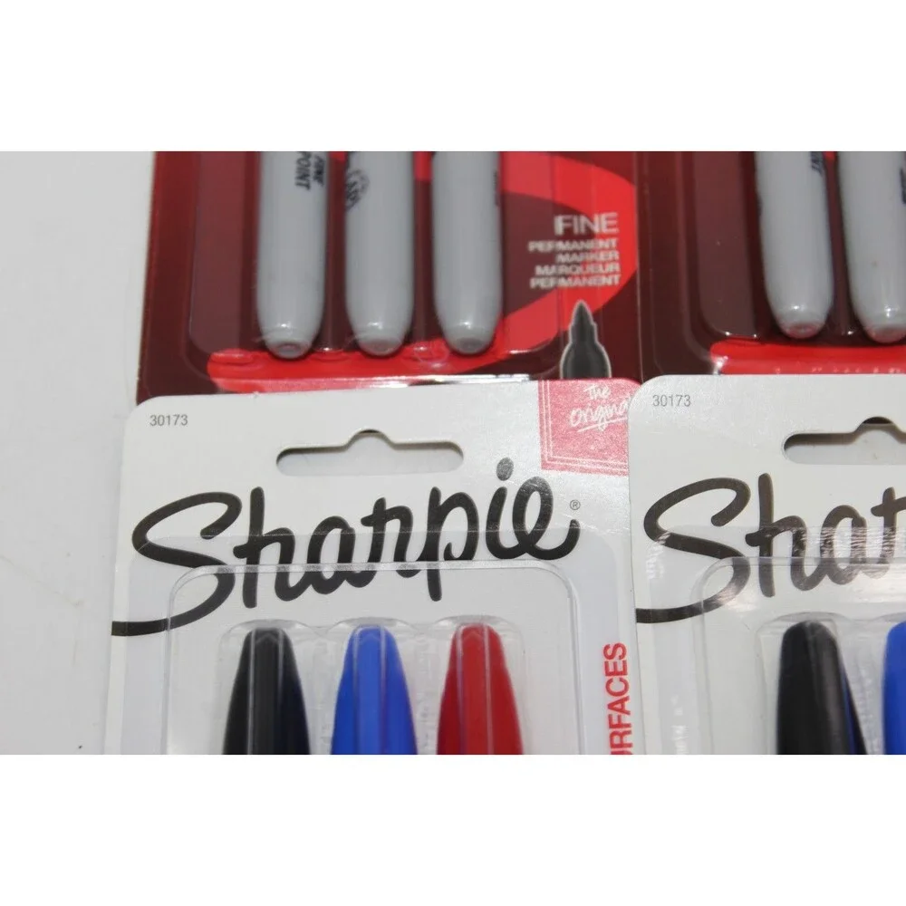 Lot of 18 Brand New Sharpie Permanent Fine Point Markers Black Red Blue (6 Packs